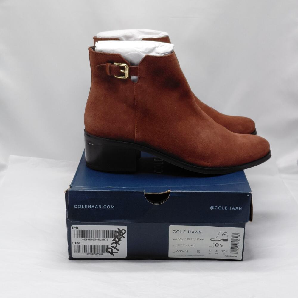 Cole Haan Womens Suede Ankle Boots Size 10.5 Brown Preppy Coastal Cowgirl Fall